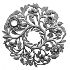 Recycled Metal Flower Wreath – 23" Fair Trade Haiti