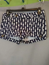 So/Kohls Sz 3 Ladies' Shorts Sea Horse Sailor Chic Navy White cuffed zip button