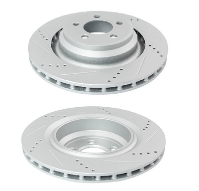Drilled Slotted Rear Brake Kit with Carbon Ceramic Pads and Hardware