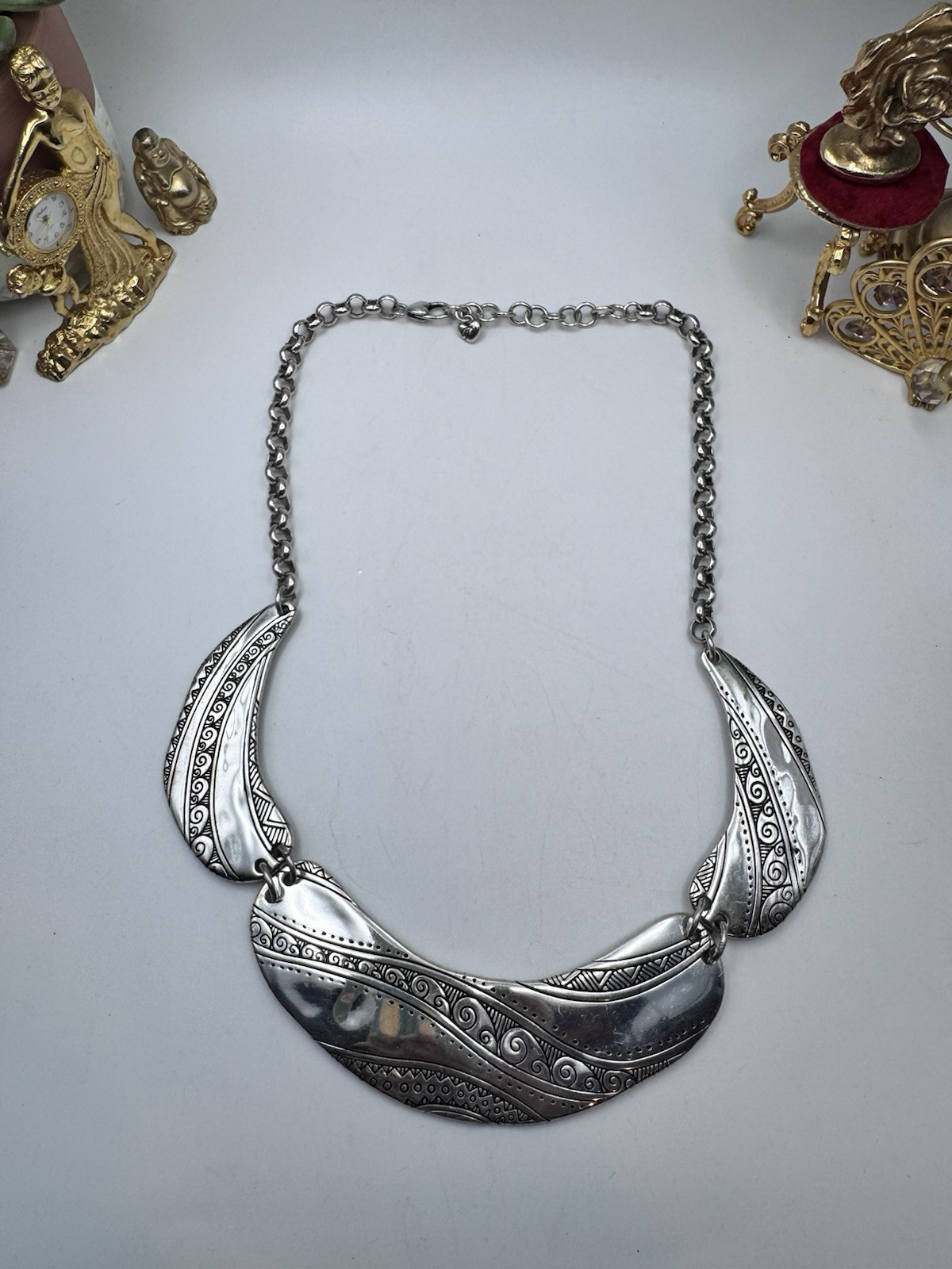 Brighton Cyprus Collar Statement Large Silver Pla… - image 9