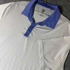 Graham Luxe Mens XL Golf Polo Shirt Blue Dot Pattern Short Sleeve
