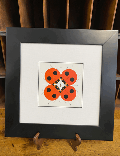 Charley Harper Last Aphid Ladybug Framed Art Card New Black Frame - Picture 1 of 3