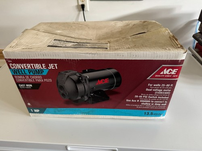 #ad NEW CONVERTIBLE JET Well Pump 1 HP ACE 13.5 GPM OPEN BOX CAST IRON $150.00