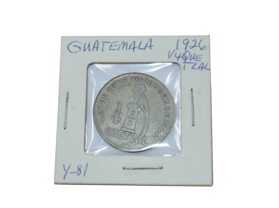 Guatemala 1926 Silver 1/4 Quetzal Coin - Image 2 of 4