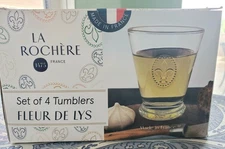 La Rochere Fleur de Lys Footed Tumblers SET of 4 - Made in France - NIB