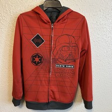 STAR WARS Darth Vader Hoodie Jacket Boys Size XL Red Long Sleeve Zip Up