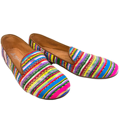 Teysha Handmade Embroidered Aztec Western Leather Flat Shoes Size 7