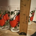 Set of 5 Clear Small Juice Glass 6 oz Retro Red Tomato Fruit Vine Decorated  — photo 4