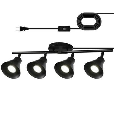 vivihobb 4 Light Plug in Track Lighting 4 Light-No Bulbs, Black-4