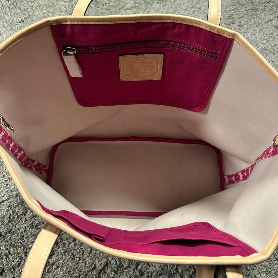Bolso de Mano Coach Peyton Park Dream C Grande 3 Piezas Rosa con Borde Beige Claro F25673 Foto 4 de 4