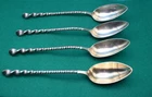 Four Towle 925 Sterling Silver Citrus Spoons with Gold Washed Bowls