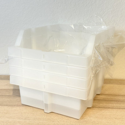 4-Pack Seville Classics Large Hopper Bins for SHE16506B Rack Semi Clear ~11x14x7
