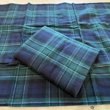 Lands' End Pillowcase Set Cotton Flannel Green Purple Black Blue Plaid