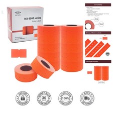 Efficient Blank Price Tags - 10,000 Fluorescent Red Labels for Retail