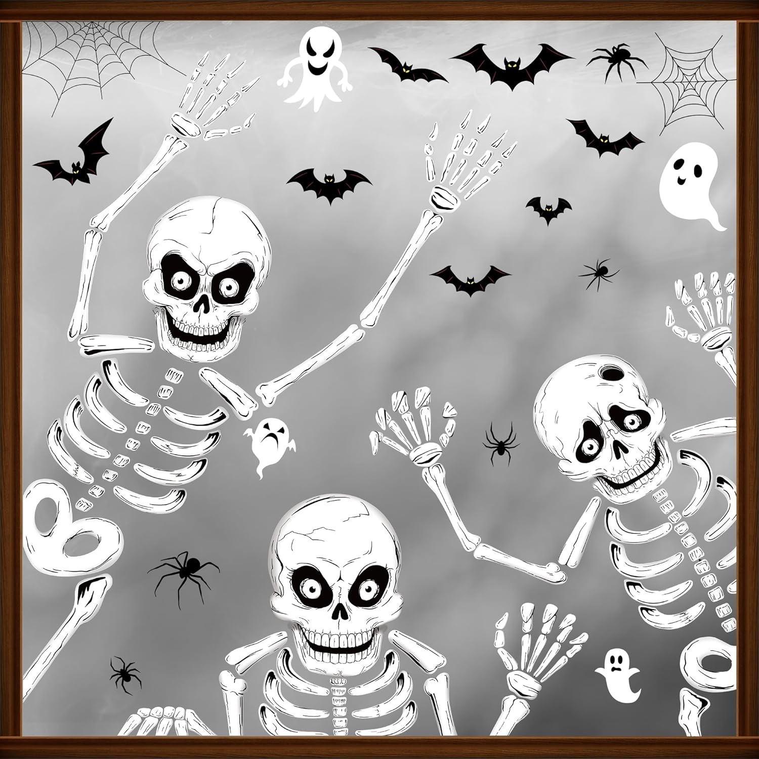 97PCS Colorful Skeleton Halloween Window Clings - 9 Sheets