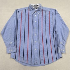 Tommy Hilfiger Shirt Mens XL Blue Stripe Long Sleeve Button Down Casual preppy