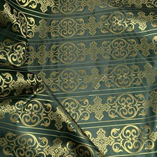 Green Gold Floral Metallic Church Cross Brocade Fabric 60 Width Sold By Yard