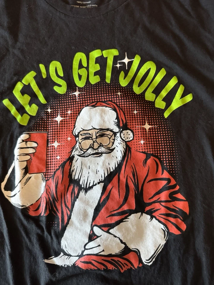 Camiseta Lets Get Jolly Navidad Roja Solo Taza Fea Santa Fiesta Mediana Divertida M Foto 2 de 4