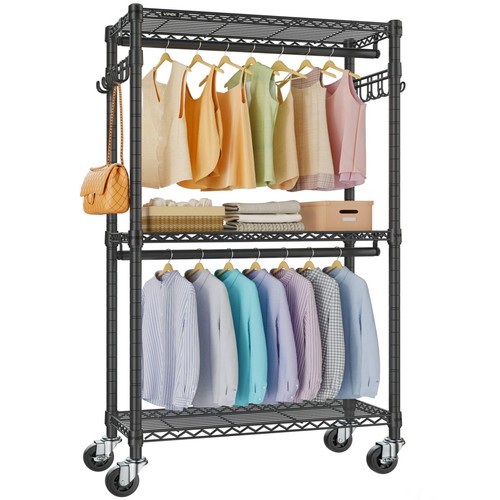 R2 Medium Rolling Clothes Rack Heavy Duty Clothing Rack for Hanging ...