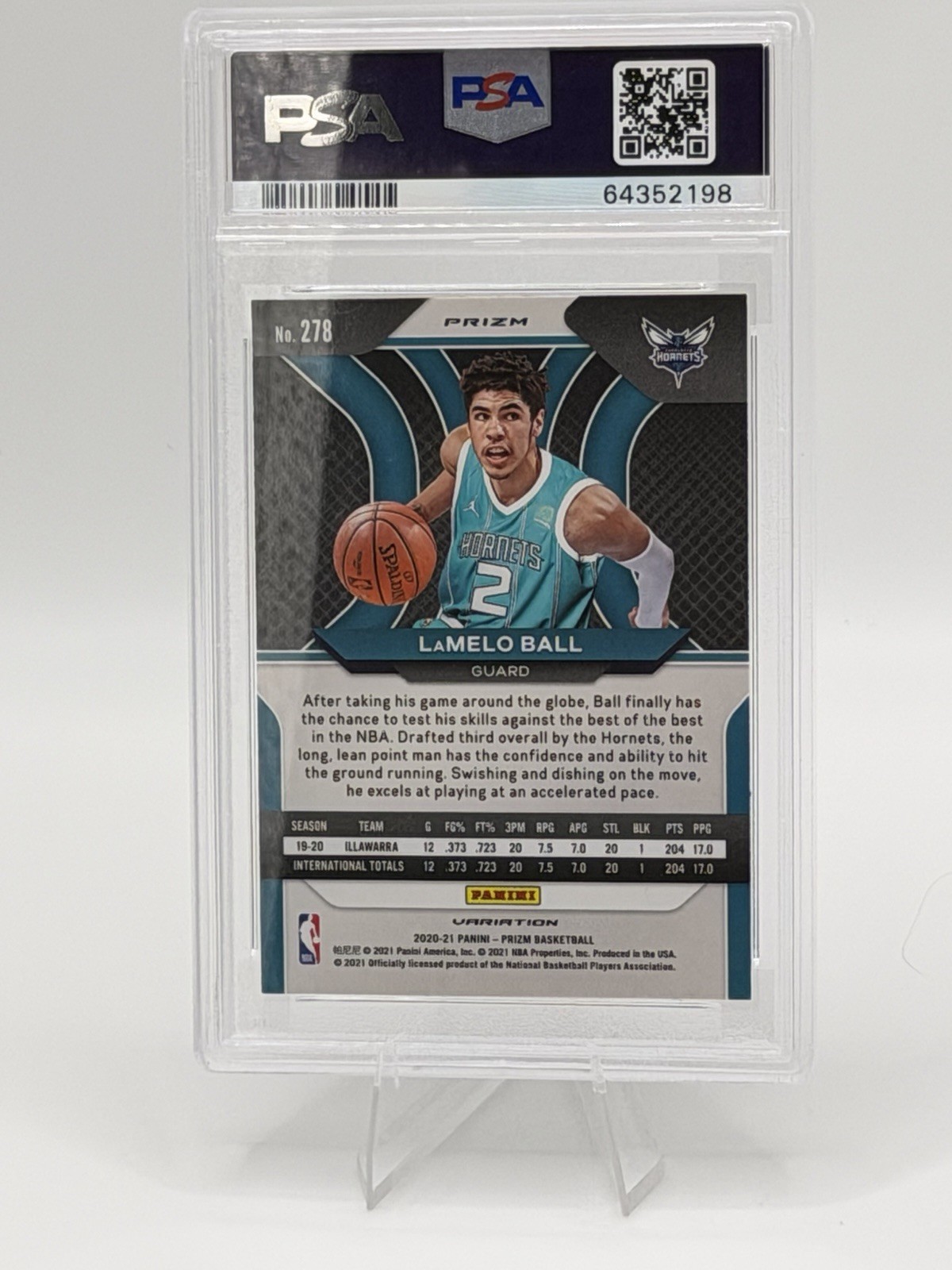 LaMelo Ball RC Panini Prizm 2020-21 Rookie Variation Fast Break #278 PSA 10 view 2