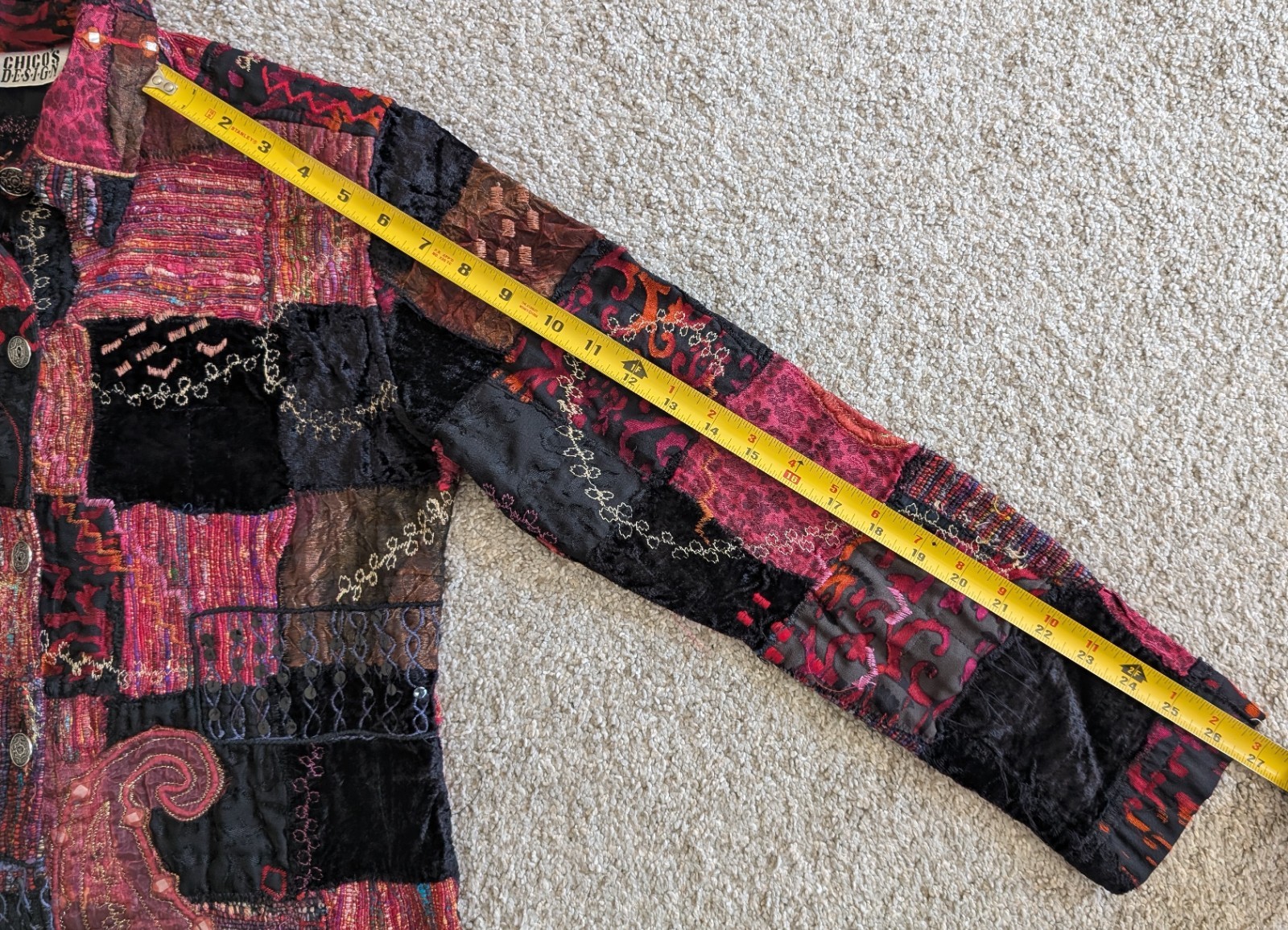 Chicos Design jacket artsy patchwork tapestry boh… - image 14