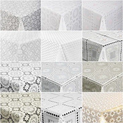 Tischdecke Lace Vinyl Wachstischdecke Blumen Häkelspitze Optik abwaschbar ANRO - Bild 1 von 4