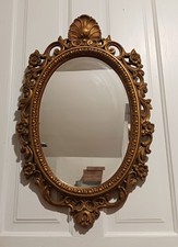 Vintage MCM Ornate Hollywood Regency Wall Mirror Molded Plastic 29&rdquo;x18.5"