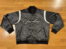 New XL Nike Air Jordan Jumpman MVP Varsity Satin Jacket Off Noir HF9297-045 Men
