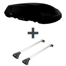 Dachbox Thule Force 3 M + Dachtr&auml;ger Menabo Ariete f&uuml;r Jaguar X-Type Kombi I CF1