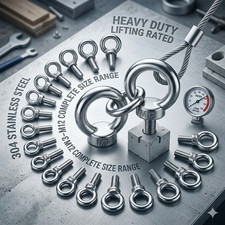 304 Stainless Steel Lifting Eye Nut Ring Eyebolt Hooking Screw M3–M12 Heavy Duty