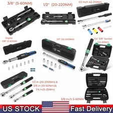 ✅1/2'' 3/8" 1/4'' 2.5-220Nm Torque Wrench w/battery Adjustable Torque Wrench New