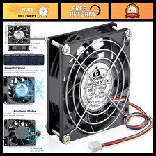 80mm x 25mm PWM Cooling Fan, High Speed 12V, 4-Pin PC Case CPU Cooler, Static Pr