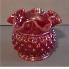 Fenton Red Hobnail Art Glass Vase Decorative Textured Glossy Finish