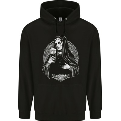 Evil Nun Trinkendes Bier Horror Halloween Kinder Hoodie