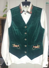 Vntg Christmas Blouse Vest Susan Bristol Embroidered Holiday Party Size 8 6