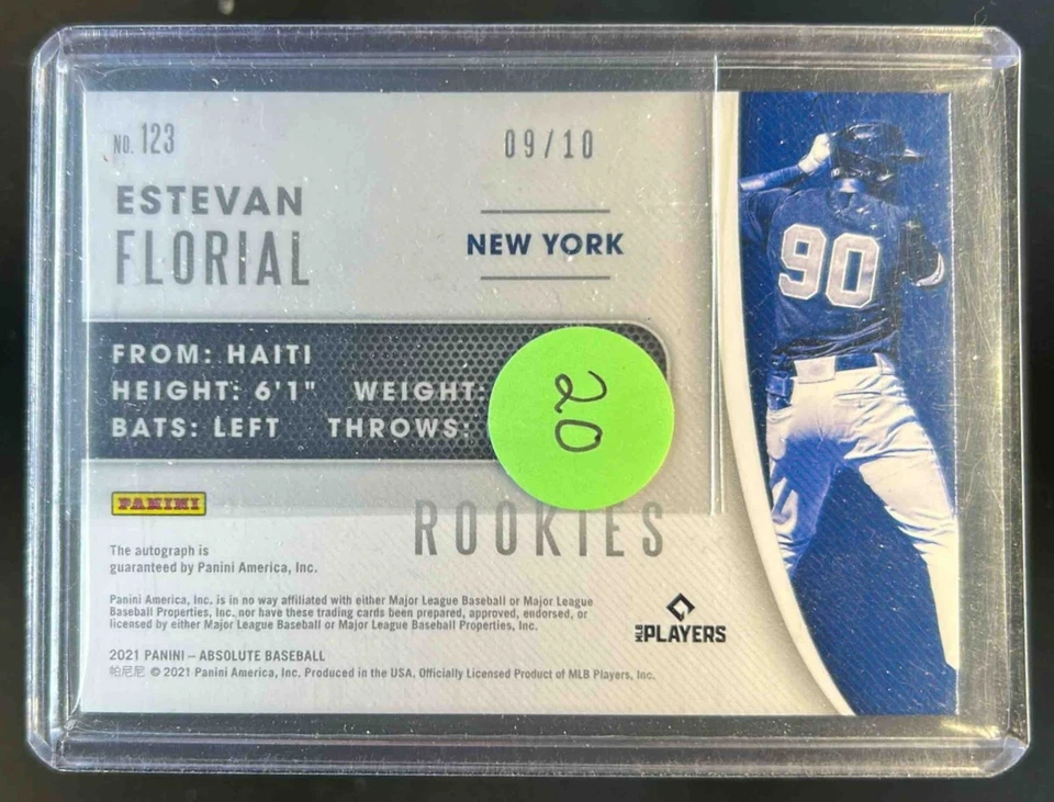 2021 Absolute Estevan Florial Rookie Baseball Material RC Gold Auto #9/10 - Image 2 of 2