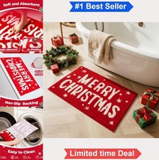 Christmas Bathroom Rug Microfiber Non Slip Absorbent Machine Washable TPE