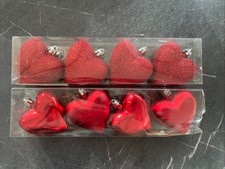 NIB Valentine's 8 Assort. Glitter  Shiny Hearts 3  Ornaments With Strings