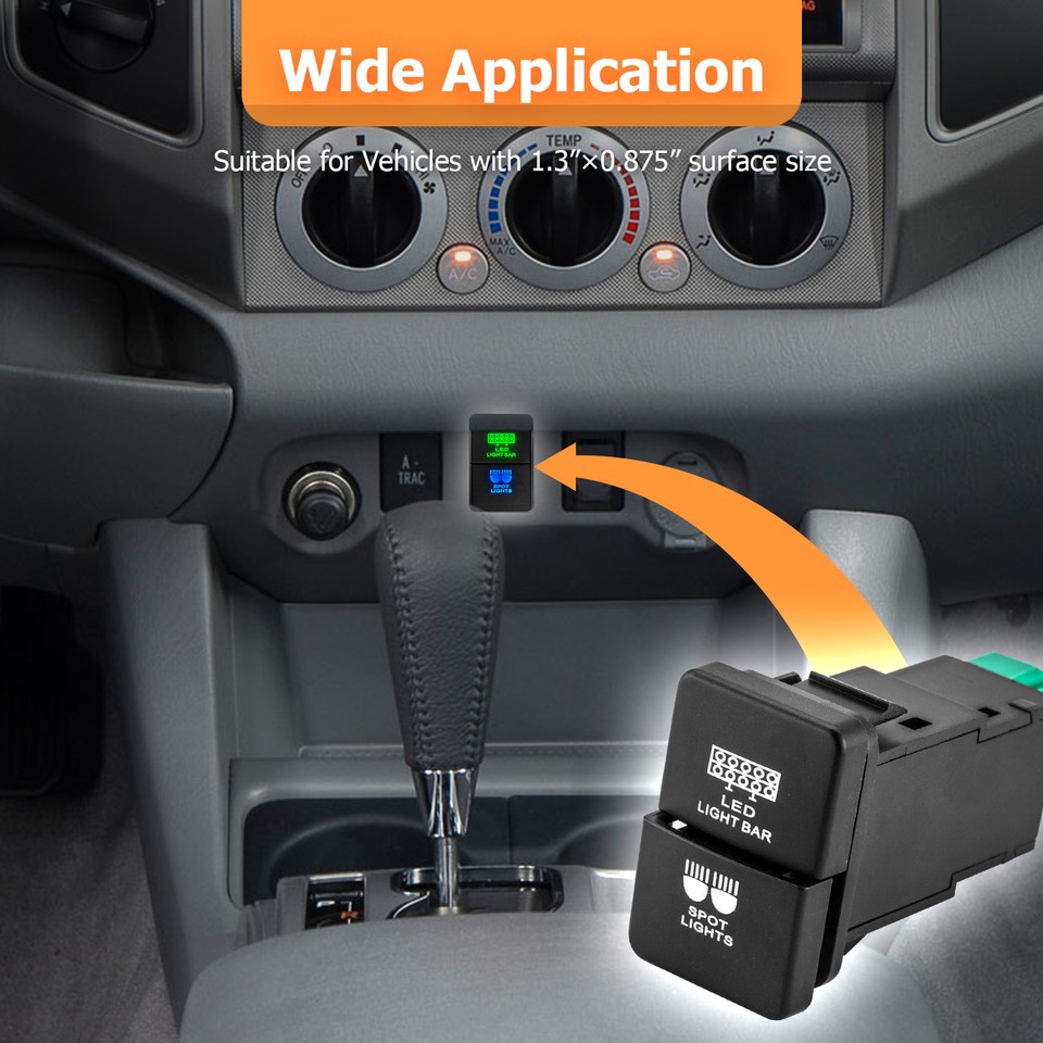 Dual Push Switch for Toyota - Lightbar & Fog Lights Symbol Dual Push Switch for Toyota - Lightbar & Fog Lights Symbol
