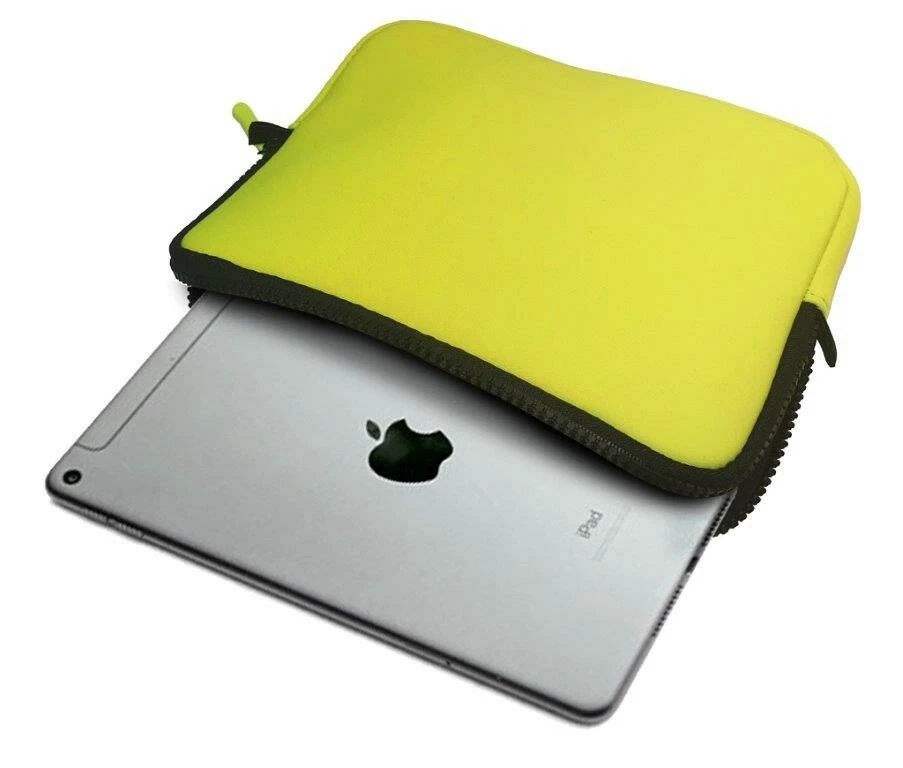 Funda suave de neopreno con cremallera multiusos para Apple iPad Mini amarillo neón Foto 3 de 4