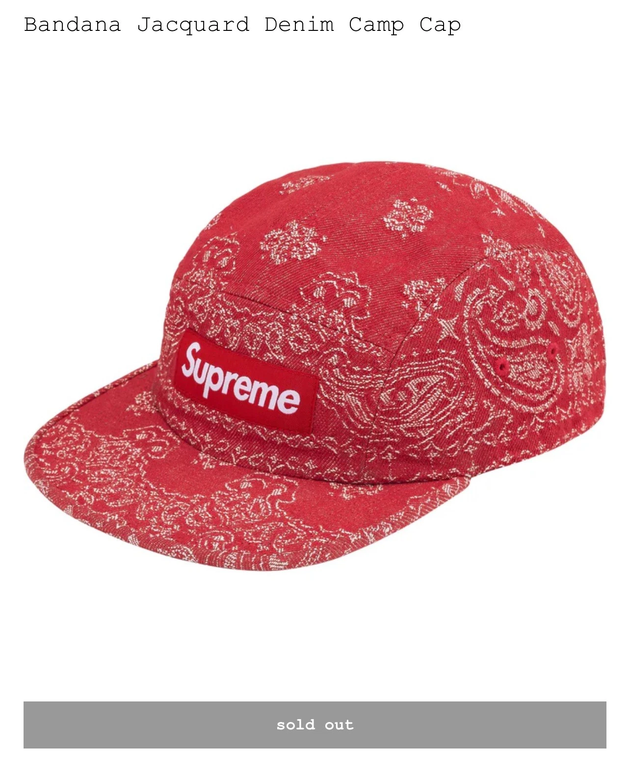 ?Chapeau bandana en denim jacquard suprême   Taille unique   ROUGE   LOGO BOÎTE