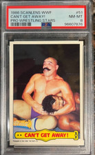1986 Scanlens WWF #51 Can't Get Away! Iron Sheik PSA 8 NM-MT Wrestling Card