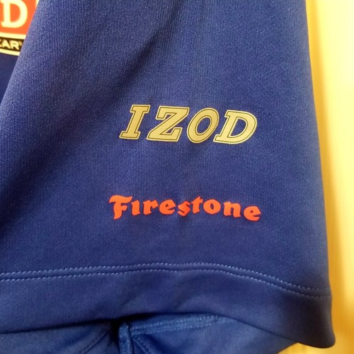 Indy Car Firestone Lights T Shirt Izod PerformX Blue Team Cool FX Large Logo - Afbeelding 4 van 9