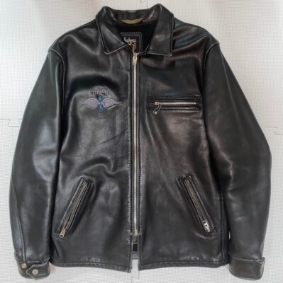 schott✖️Stussy Schott x stussy Men's Single Riders Jacket Leather Black
