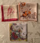 pk93076:Vintage Lot of 3 Assorted Patterned Handkerchiefs