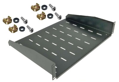 2 HE 19'' Rackablage, 35 cm tief, Fachboden Trägereinschub Rackwanne Rack Ablage