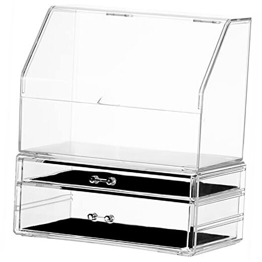 Makeup Storage Organizer with Dust Water Proof Clear 2 drawers With Dust Top