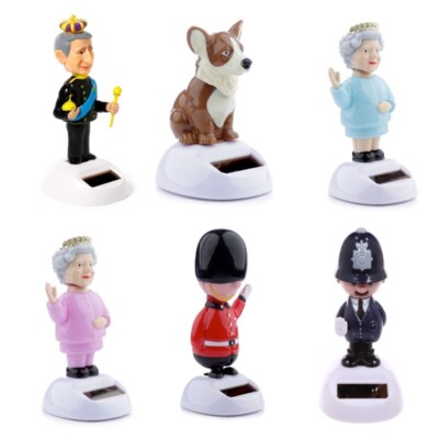 Solarbetriebene Neuheit tanzende Freunde - King Charles lll, Queen, Corgi, Polizist