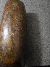 Vintage Wood Vase With Bird And Leaves Condition Shown In Photos