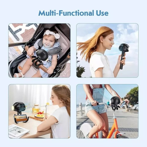 Stroller Fan Pram Fan Clip on Fan with LED Lights Handheld Portable USB-UK - 第 6/7 張圖片